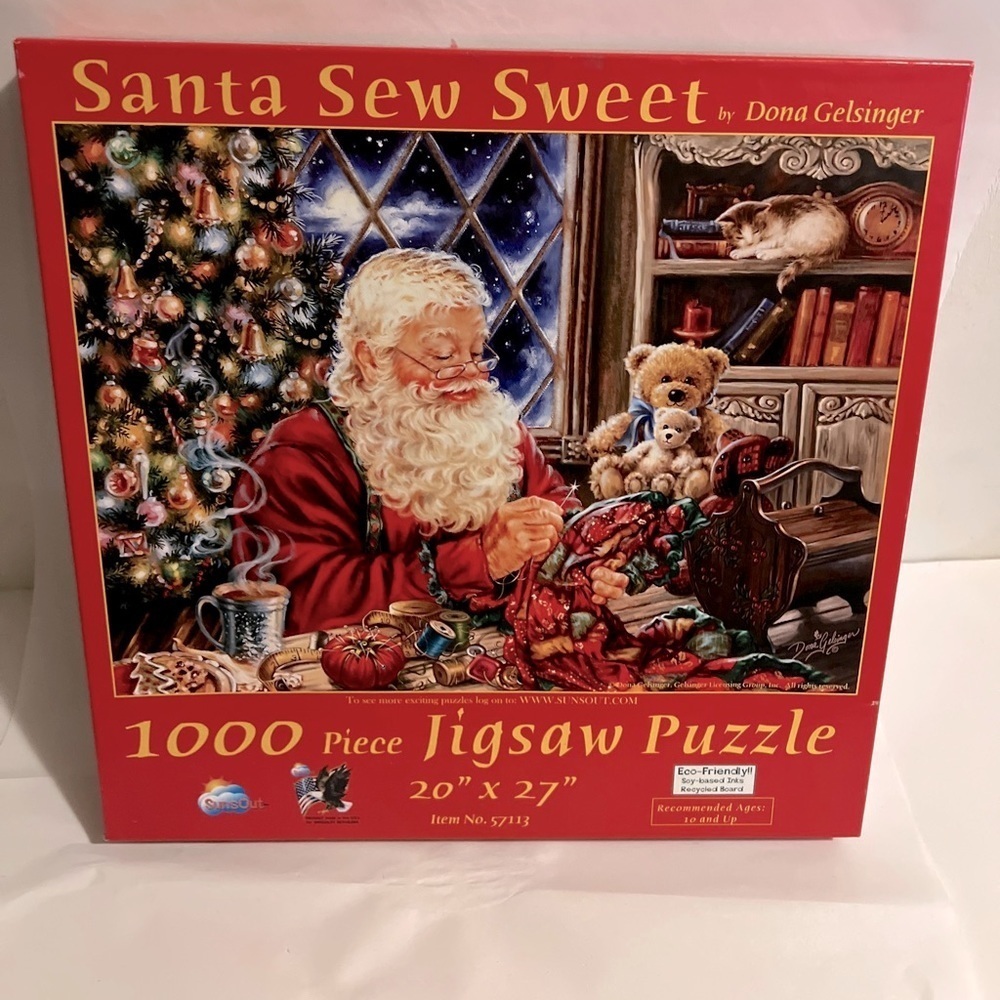 Sunsout Santa Sew Sweet Jigsaw Puzzle 1000 Pc Dona Gelsinger Christmas #57113